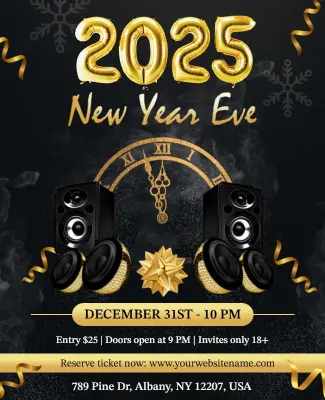 2025 New Year Eve Celebration Flyer Template