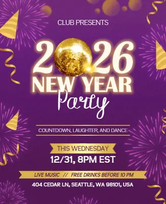 2026 New Year Celebration Party Countdown Flyer Template