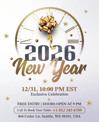 2026 New Year Countdown Celebration Flyer Template