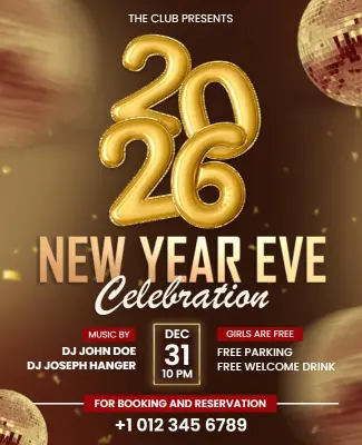 2026 New Year Eve Celebration Party Flyer Template