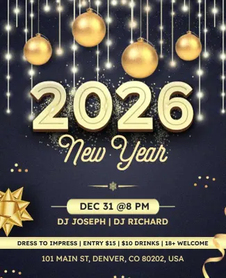 2026 New Year Eve Party Celebration Flyer Template