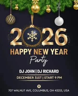 2026 New Year Party Event Announcement Flyer Template