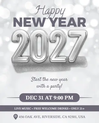 2027 Happy New Year's Bash Event Flyer Template