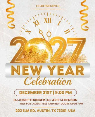 2027 New Year Bash Invitation Flyer Template