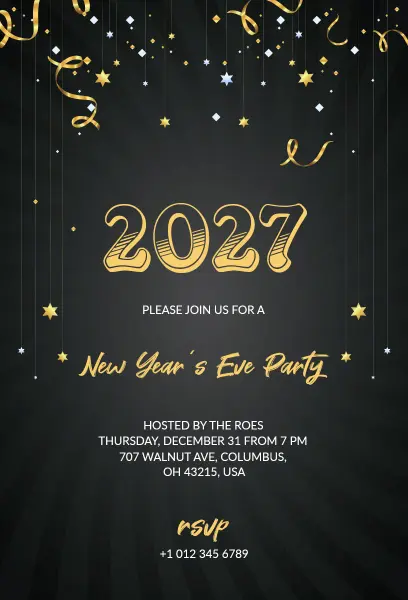 2027 New Year Bash Invitation Template