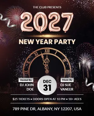 2027 New Year Countdown Party Flyer Template