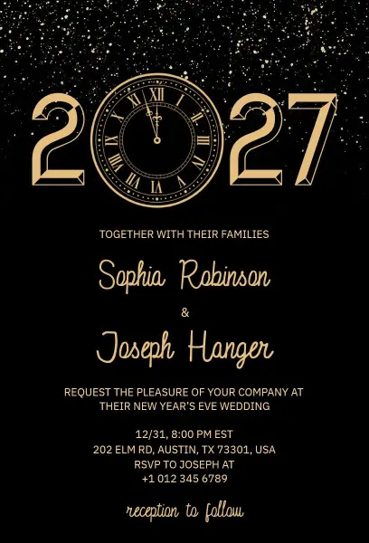 2027 New Year Countdown Wedding Invitation Template