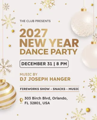 2027 New Year Dance Party Flyer Template