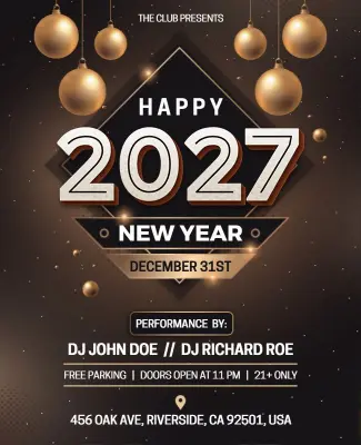 2027 New Year DJ Party Celebration Flyer Template