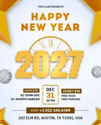 2027 New Year Festivities Invitation Flyer Template
