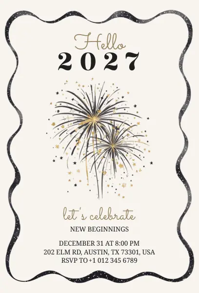 2027 New Year Fireworks Party Invitation Template