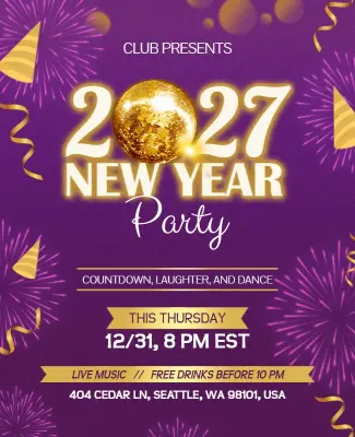 2027 New Year Party Event Flyer Template