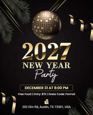2027 New Year Party Flyer Template