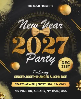 2027 New Year Party Invitation Flyer Template