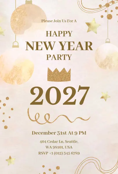 2027 New Year Party Invitation Template