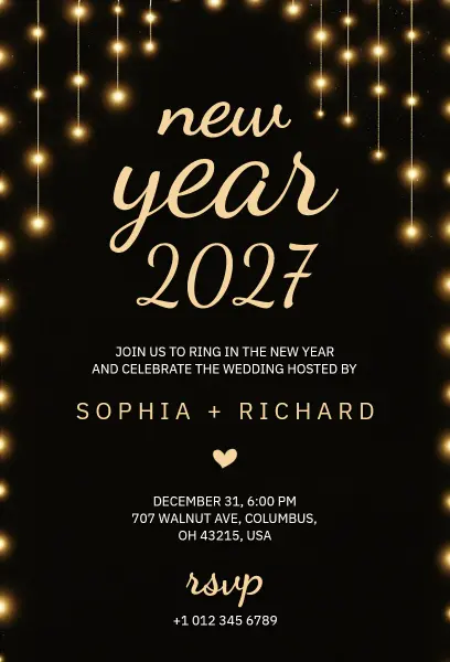 2027 New Year Wedding Celebration Invitation Template