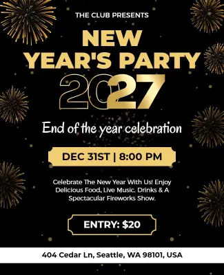 2027 New Year's Party Celebration Flyer Template