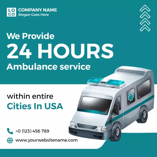 24-Hour Emergency Ambulance Service Across USA Ad Template