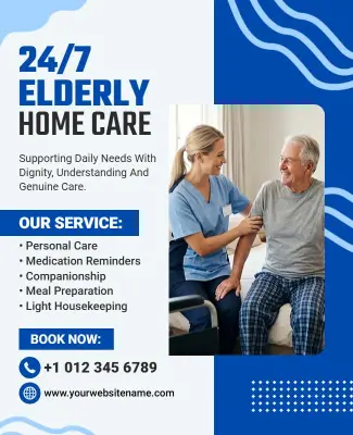 24/7 Elderly Home Care Service Flyer Template