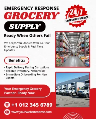 24/7 Grocery Supply Response Flyer Template