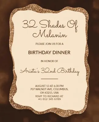 32 Shades of Melanin Birthday Celebration Flyer Template