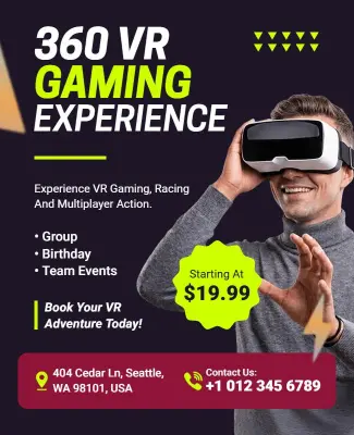 360 VR Gaming Experience Promotional Flyer Template