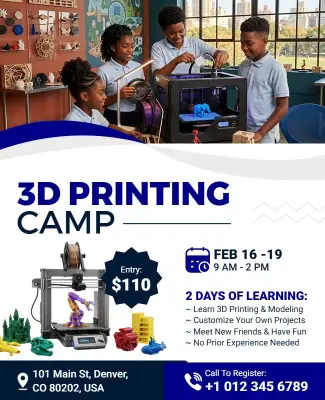 3d Printing Camp Flyer Template