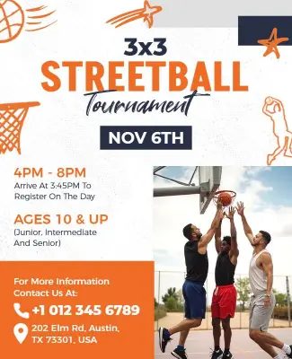 3x3 Streetball Tournament Event Flyer Template