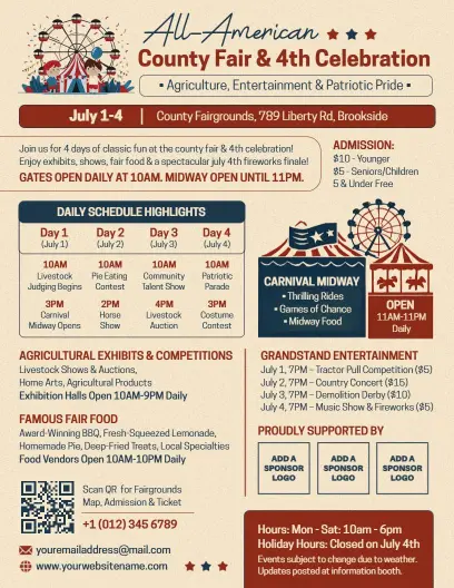 4th of July All-American County Fair Event Flyer Template