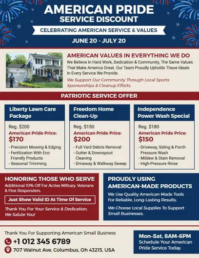 4th of July American Pride Discount Flyer Template