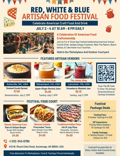 4th of July Artisan Food Festival Flyer Template