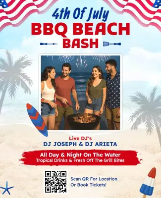 4th of July BBQ Beach Bash Celebration Flyer Template