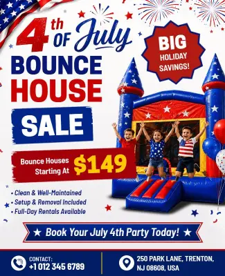 4th of July Bounce House Sale Flyer Template