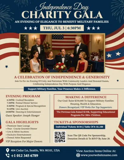 4th of July Charity Gala Flyer Template