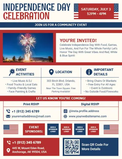 4th of July Community Event Flyer Template
