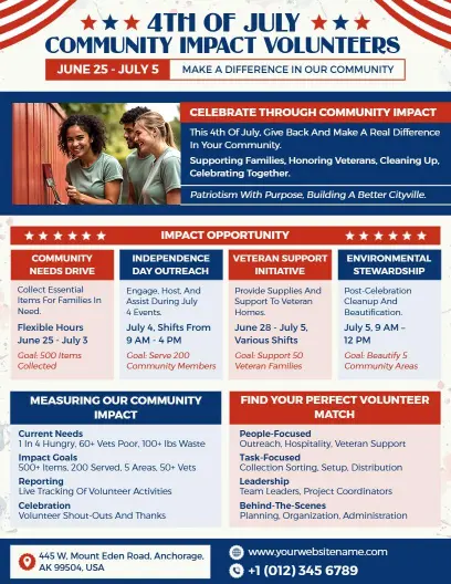 4th of July Community Volunteer Flyer Template