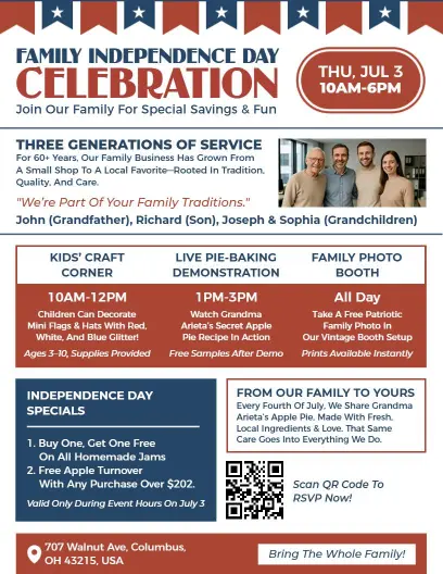 4th of July Family Celebration Flyer Template