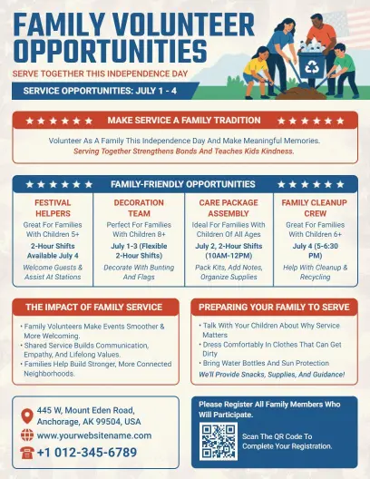 4th of July Family Volunteer Flyer Template