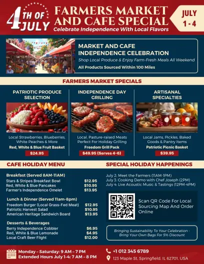 4th of July Farmers Market and Café Flyer Template