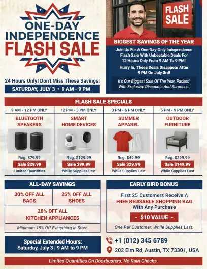 4th of July Flash Sale Flyer Template