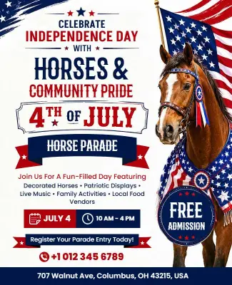 4th of July Horse Parade Celebration Flyer Template