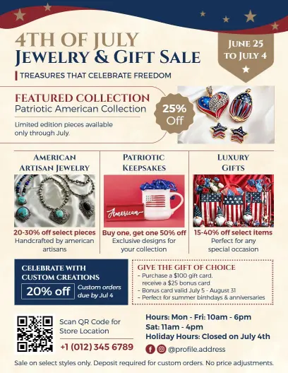 4th of July Jewelry and Gift Promotion Flyer Template