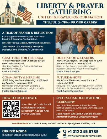 4th of July Liberty Prayer Flyer Template