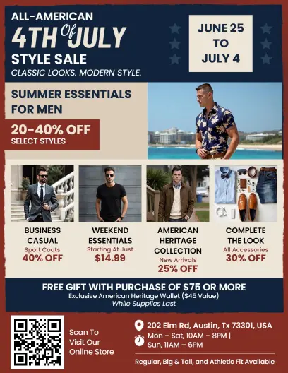 4th of July Men's All American Style Sale Flyer Template