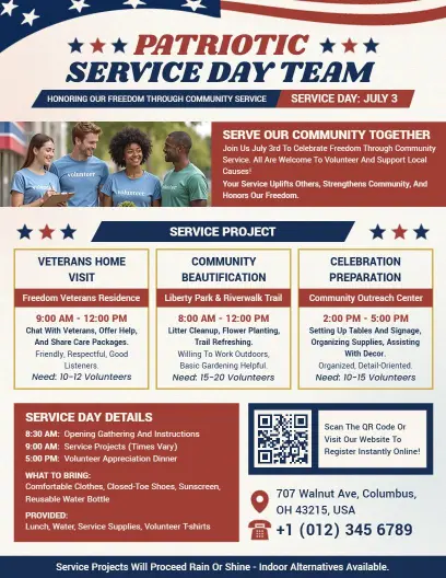 4th of July Patriotic Service Flyer Template