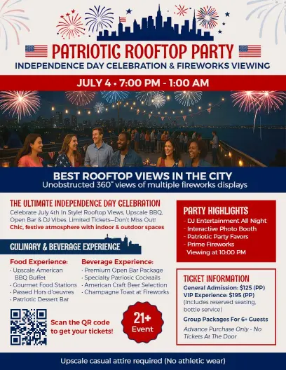 4th of July Rooftop Party Viewing Flyer Template