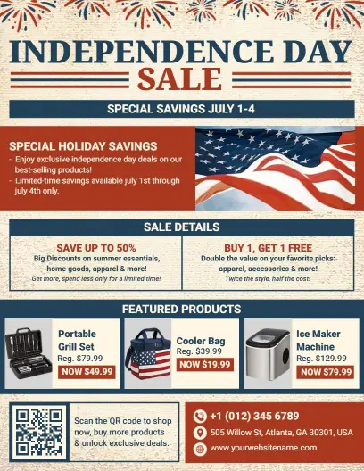 4th of July Sale Announcement Flyer Template