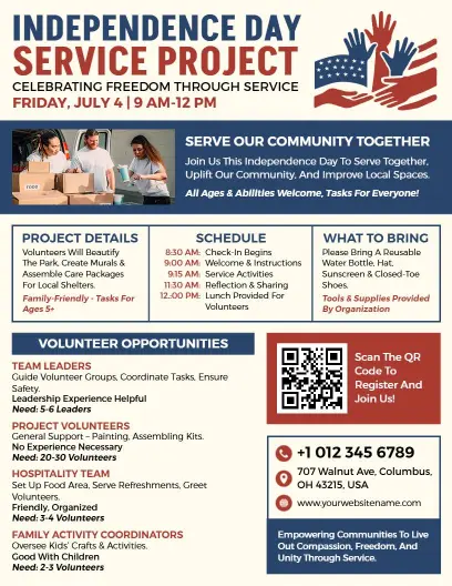 4th of July Service Project Flyer Template