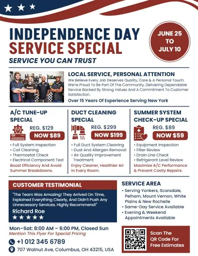 4th of July Small Town Service Special Flyer Template