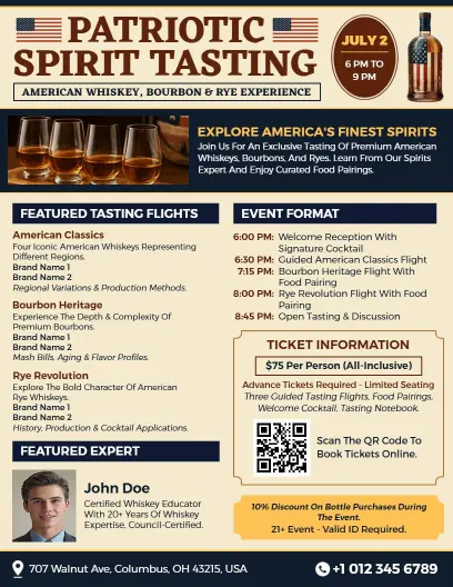 4th of July Spirit Tasting Event Flyer Template
